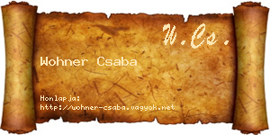 Wohner Csaba névjegykártya